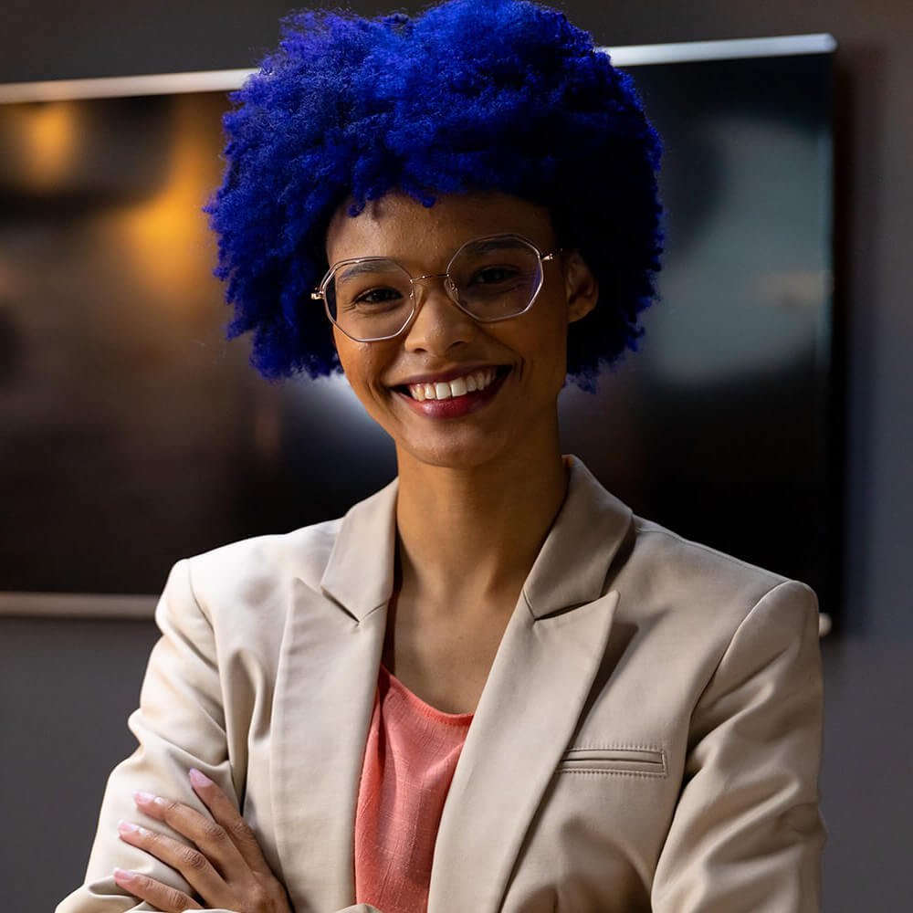 portrait of happy biracial casual businesswoman wi 2023 11 27 05 03 18 utc 1